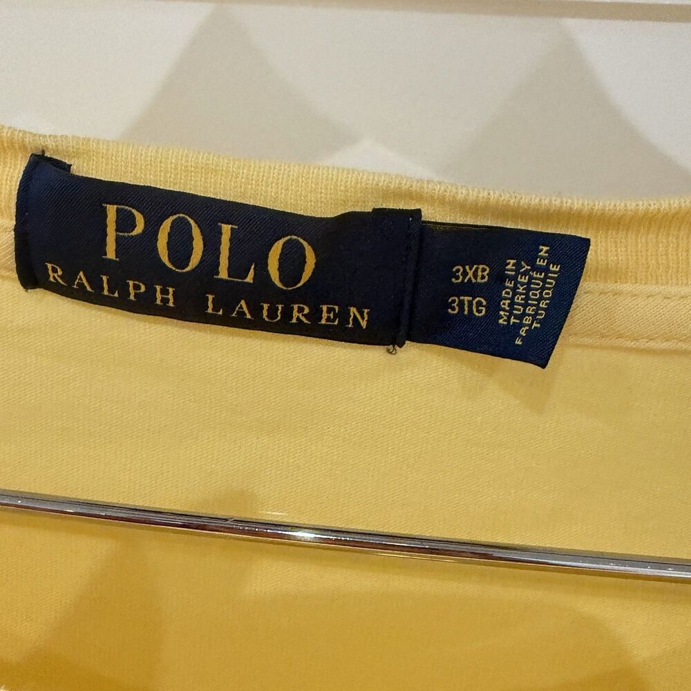 Polo Ralph Lauren Mens 3X Big T-Shirt Yellow Short Sleeve Logo Graphic Tee - Picture 3 of 12